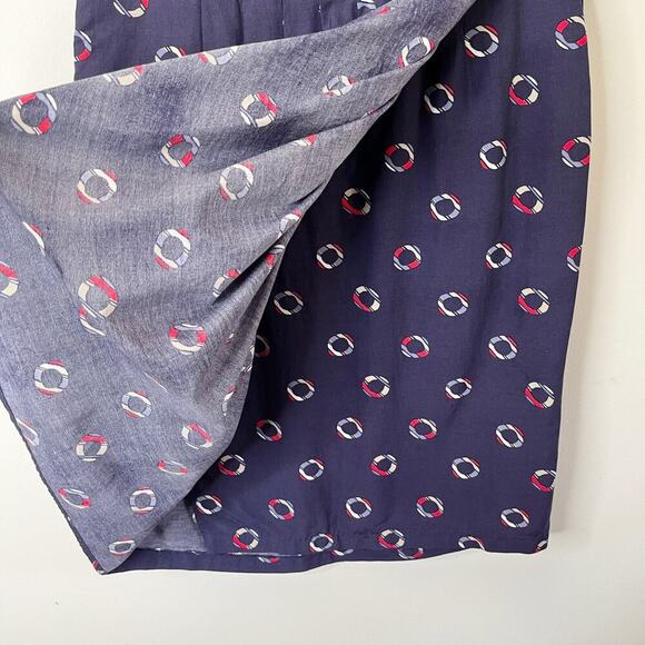 Tulle Women's Wrap Skirt Size L Navy Blue Maritime Print Patterned Knee Length - Picture 4 of 9